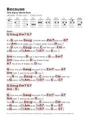 Because The Dave Clark Five Ukulele Chords Songs Song Lyrics And Chords Guitar Chords For Songs
