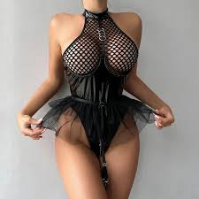Sexy Porn Body Lingerie Women Underwear Halter Mesh Leather Bodysuit  Crotchless Teddies Sleepwear Erotic Lingerie Porno Costumes - AliExpress