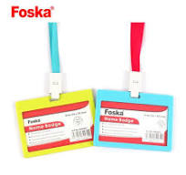 Foska Plastic PP Color Work Name Badge ID Holder for School Office
