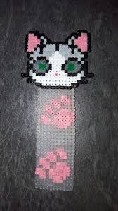 Marque Pages Chat Pour Une Collegue Chat Mini Perles Hama Animaux Perles Hama Perle A Repasser Modeles Signets
