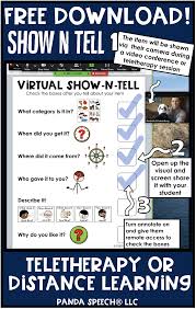 Virtual Show N Tell Visuals Freebie In 2020 Speech Therapy Activities Speech Therapy Materials Speech Activities