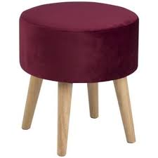 Taburetka Sherry Samet Cervena Stool Round Stool Affordable Ottoman
