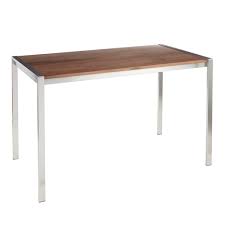 Classic stainless steel ceramic dining table. Lumisource Fuji Stainless Steel Dining Table With Walnut Wood Top Dt Fuj4728 Sswl The Home Depot