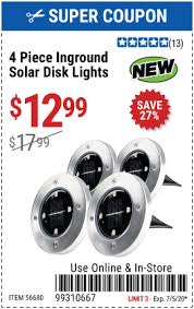 One Stop Gardens Inground Solar Disk Lights 4 Pc For 12 99 Disk Light Lights Harbor Freight Tools