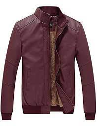 Wenven Men S Winter Fashion Faux Leather Jackets Dark Red Winter Outfits Men Mens Winter Fashion Winter Fashion Jackets