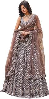Buy Nisha Glamorous Brown Sequined Work Fancy Sangeet look Lehenga Choli at  Amazon.in