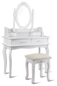 Gymax vanity table set dressing table set w/5 drawer make up table and stool set black. Modern Mirror Jewelry Storage Makeup Dressing Table Vanity Set French Country Bedroom Makeup Vanities By Imtinanz Llc Houzz