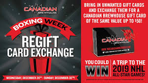 Ongoing fundraiser benefiting jewish learning center & sabra programs. Boxing Week Re Gift Card Exchange The Canadian Brewhouse