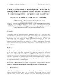Pdf Etude Experimentale Et Numerique De L Influence De La Temperature Et De La Vitesse De Deformation Sur Le Thermoformage Assiste Par Poincon Du Polystyrene