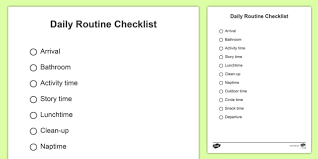 Daily Routine Checklist Routine Checklist Kindergarden