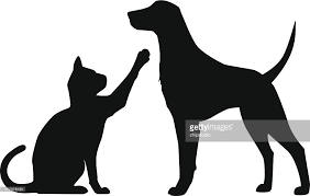 Silhouette Of A Cat And Dog Playing Files Included Jpg Ai Svg Animal Silhouette Animal Line Drawings Dog Logo