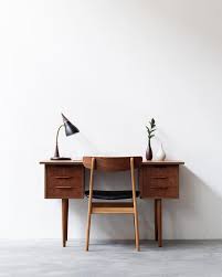 Vintage Freestanding Danish Desk In Teak Fully Restored Happy In Her New Home Desk In Living Room Interior Danish Interior Design