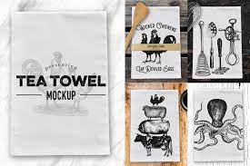 Download Tea Dish Towel Mockup Creative Photoshop Templates Creative Market