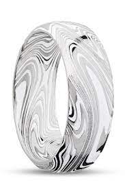 Award Winning Men S Wedding Band Made With Damascus Steel And White Cerakote Create Your O Custom Mens Wedding Rings Custom Wedding Band Custom Wedding Rings
