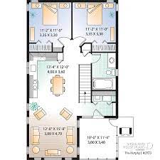 This gives each of the two units 689 square feet of living space on the upper floor and room for two vehicles on the ground floor.access to the apartment is gained from both inside the garage and the back side corners. House Plan 2 Bedrooms 1 5 Bathrooms Garage 2933 Drummond House Plans