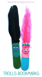Princess Poppy And Branch Popsicle Stick Bookmarks Inspired By Characters From The Movie Trolls Kid S Arts And Craft Stick Crafts Movie Crafts Arts And Crafts