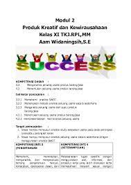 Maybe you would like to learn more about one of these? Doc Modul 2 Produk Kreatif Dan Kewirausahaan Kelas Xi Tkj Rpl Mm Aam Widaningsih S E Raihan Khrisna Purnama Academia Edu