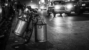 Black And White Street Photography India Bicycle Black And White India Kolkata Light Milk Cans Roadside Street Photo Street Photo Black And White Photo
