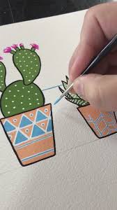 Gouache Painting Potted Cacti By Philip Boelter Video Painting Art Projects Gouache Painting Cactus Art