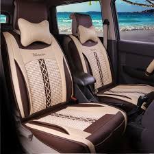 59 39 Natrual Beige Leather Net Cloth Front Single Seat Universal Car Seat Covers Auto Carros Casa Dos Sonhos