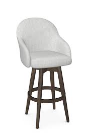 These bar stools with arms are very comfortable with their soft seats, backs, arms and circular footrests. Amisco S Collin Upholstered Farmhouse Swivel Stool Barstool Comforts
