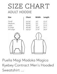 Size Chart Adult Hoodie Chest Width Length Size Small Medium