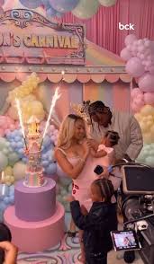 Stefon Diggs and Cayy Benji celebrated their daughter Peyton turning one  with a carnival-themed birthday party #stefondiggs #cayybenji delanohalo