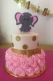 Pink And Gold Rosette And Polka Dot Baby Shower Cake Baby Shower Cakes Pink Baby Shower Cake Polka Dot Baby Shower