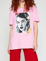 Baskili T Shirt Koton Tisort Modelleri