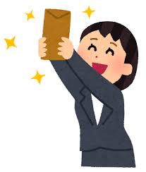 ボーナス・お給料を貰う会社員のイラスト（女性） | かわいいフリー ...