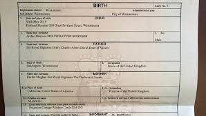 Following the birth certificate's release a spokesman for the portland hospital said: Royal Baby Archie S Birth Certificate Pictured Confirms Where He Was Born Daily Star