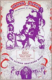Allman Brothers Band And Frank Zappa The Mothers Of Invention Poster For 10 9 70 Show At Tul Psychedelic Poster Vintage Music Posters Vintage Concert Posters