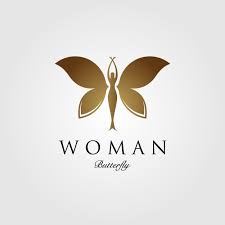Beauty Flying Woman Vintage Butterfly Logo Design Illustration Retro Gold Golden Women Drago Vintage Logo Design Logo Design Body Logo Design Women