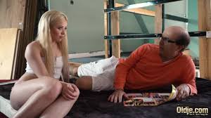 Adult step granddaughter is practicing her sex skills with step grandpa