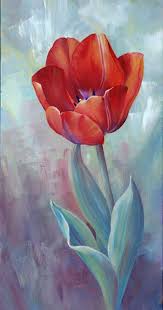 Single Tulip Marianne Broome Flower Art Painting Tulip Painting Flower Art