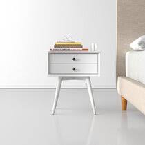 Mericp wood nightstand, traditional and classic solid wood nightstand with 3 drawers for bedroom (white). Vrgsqnzk2fycym