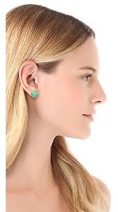 Kate Spade secret garden stud earrings rich BERYL GREEN GIVERNY pave NWT