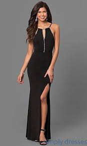 Shop Rhinestone Accented Long Black Formal Dresses At Simply Dresses Cheap High Neck Long Black Dress Formal Cheap Formal Dresses High Neck Prom Dresses Long