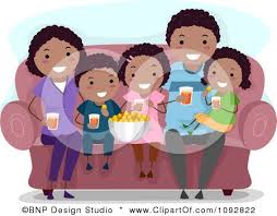 Clipart Happy Black Family Watching A Movie At Home And Eating Snacks Royalty Free Vector Illustration By Bnp Free Vector Illustration Illustration Clip Art