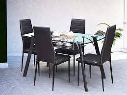 Royaloak Milan Four Seater Dining Table Set Black Four Seater Dining Table Oak Dining Sets Dining