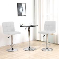 Adjustable bar table is made with a pvc top. Set Of 2 Bar Stools With Bar Table Chrome Legs Faux Leather Height Adjustable Bn Ebay
