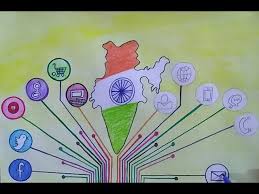 Digital India Poster Making Ll Digital India Drawing Youtube