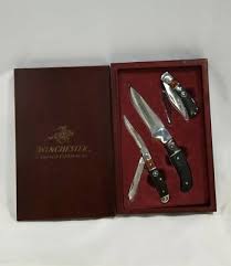 Winchester 2007 limited edition 3 piece knife set wooden box fishing hunting. 2007 Winchester Limited Edition Knife Set 21 50 Picclick