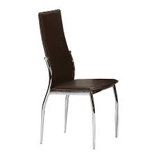 Dark Brown Dining Chair Faux Leather Seat Chrome Base Legs Kitchen Furniture Kitchen Furniture Dining Chairs Chair