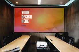 Download Premium Psd Of Projector Screen Mockup In A Meeting Room 894864 Meeting Room Projector Screen Projector