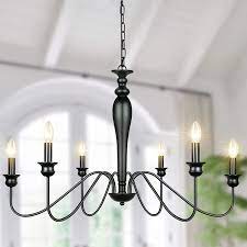 Which is the best rustic chandelier to buy? Derksic 6 Light Farmhouse Chandelier Black Iron Chandeliers Rustic Industrial Candle Chandelier For Dining Room Living Room Kitchen Bedroom Foyer Barn Amazon Com