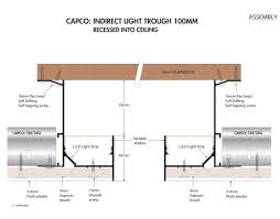 Extruded aluminium housing with asthetic pdc end caps. Indirect Light Trough Capco