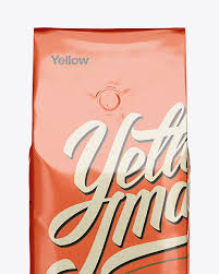 Foil Coffee Bag With Valve Mockup Front View In Bag Sack Mockups On Yellow Images Object Mockups