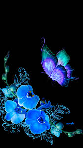 Blue Flowers And Butterfly Cell Phone Wallpaper Category Nature Blue Flower Wallpaper Butterfly Wallpaper Cellphone Wallpaper