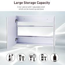 See more ideas about medicine cabinet mirror, cabinet, recessed medicine cabinet. Homcom Double Door Wall Mounted Bathroom Mirror Medicine Cabinet With Modern Design Large Storage Quiet Hinges 23 5 31 5 6 Overstock 30966698